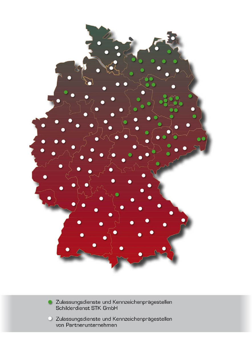 Die Filialen der Schilderdienst STK GmbH im Überblick Übersichtskarte